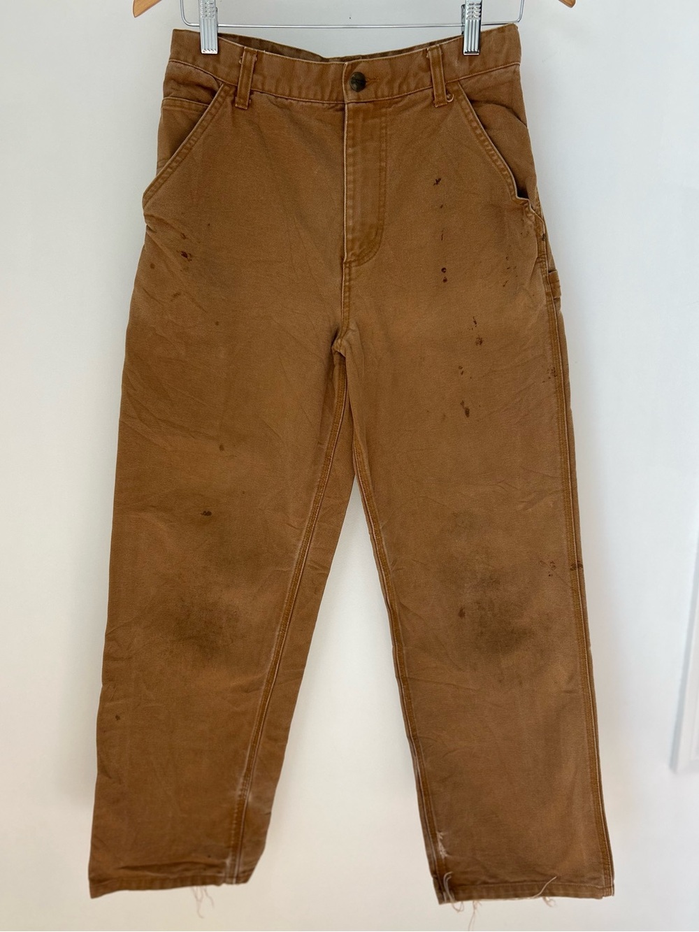 Carhartt Brown Canvas Work Pants | Youth Size 16 | Distressed Workwear